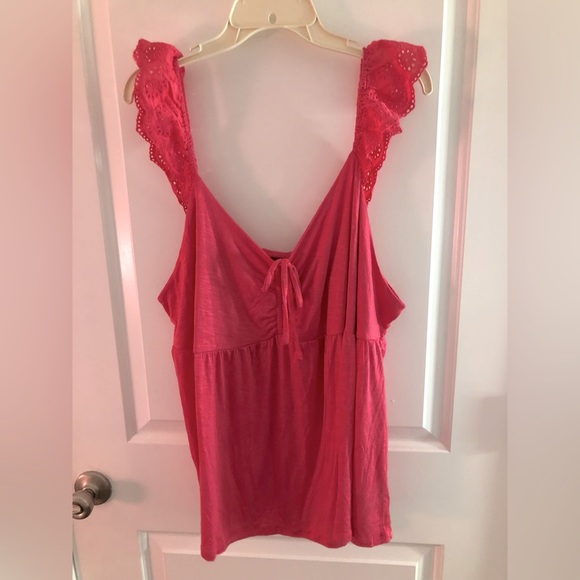 Torrid sz 4 Slub Sweetheart Ruffle Eyelet Shoulder Tie Detail Tank NWT - Picture 6 of 10